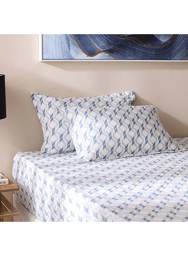 DANUBE HOME Danube Home Bliss 3 Piece King Fitted Sheet Set 180x200 cm Lt. Blue | Cotton /Viscos -180 Thread Count Bedding Set For Bedroom