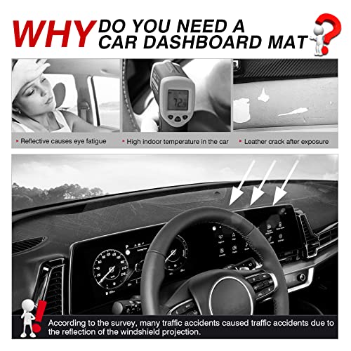 Autorder Dashboard Cover Mat for 2023 2024 2025 Kia Sportage Accessories Dash Cover Flannel Dash Mat Sunshade Glare UV Rays Protector - Image 2