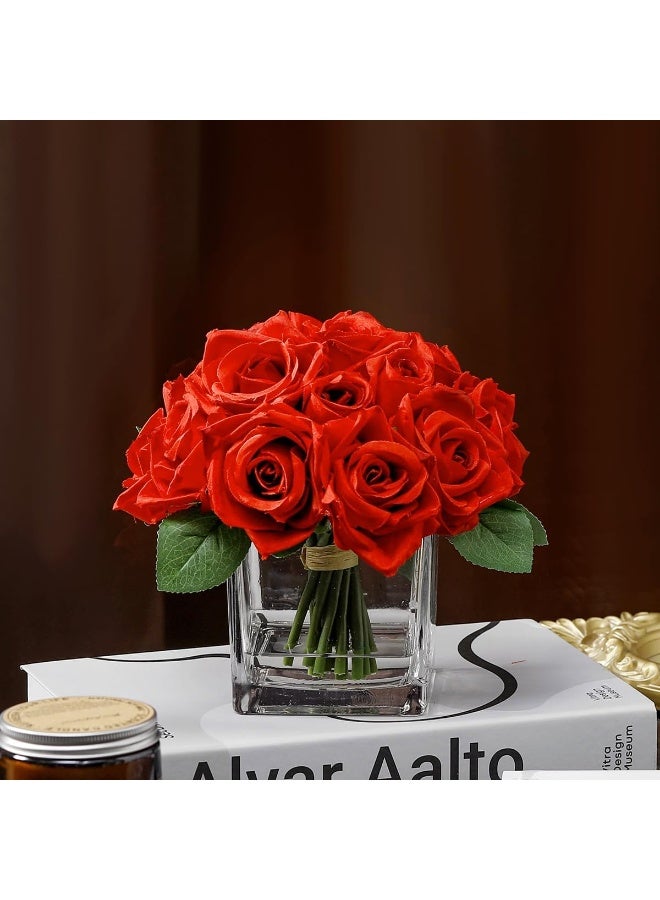 LATIFA Rose Artificial Flowers in Vase 18 Heads with Fake Water - Image 1