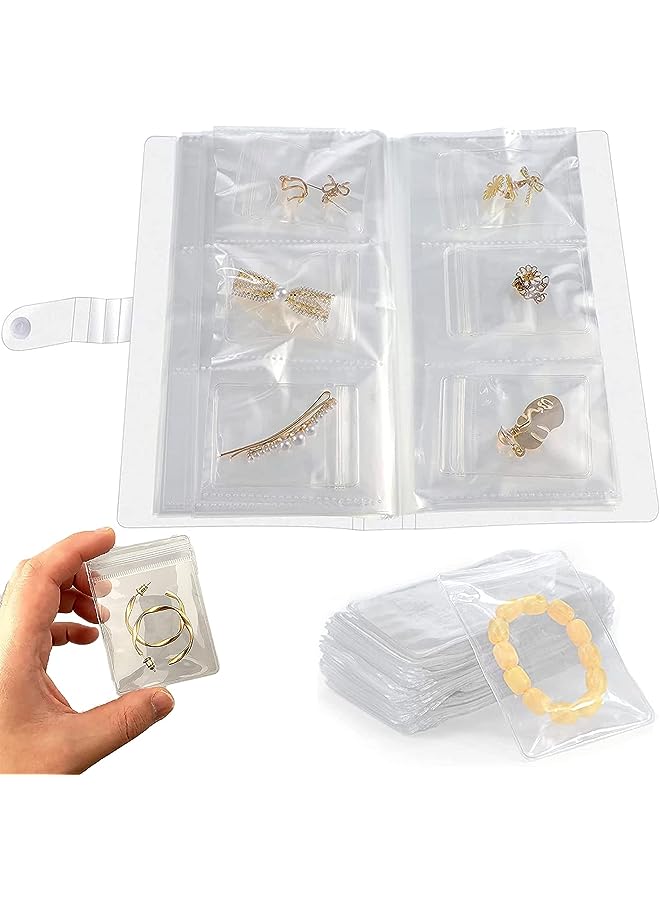 IAF Travel Jewelry Organizer，Anti Oxidation Jewelry Storage Organizer Bag ，Transparent Jewelry Storage Book（84 Grids+40 Pack PVC Clear Jewelry bag） - Image 1