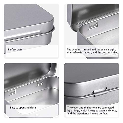 Tamicy Metal Rectangular Empty Hinged Tins - Pack of 40 Silver Mini Portable Box Small Storage Kit & Home Organizer with lids craft containers 3-1/2''X2-1/2''X4/5'' - Image 4