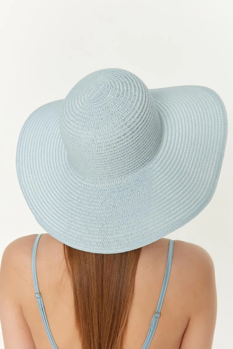 بوتيك بوروك Women's Baby Blue Wide Straw Beach Hat