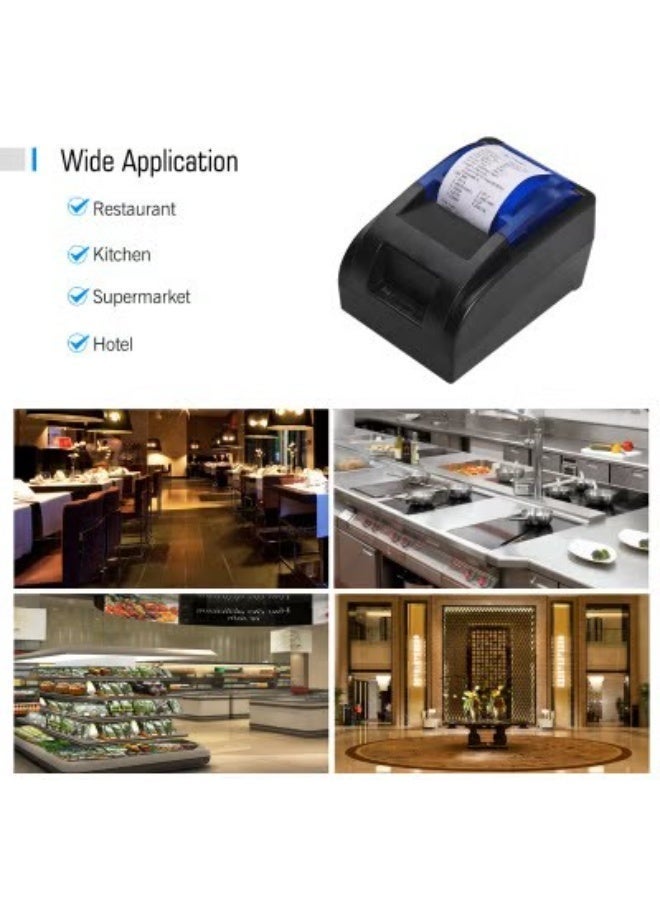 طابعة إيصالات حرارية محمولة لاسلكية بلوتوث USB مع واجهة إيثرنت مع قاطع تلقائي 5.8 سم سوداء - Image 3