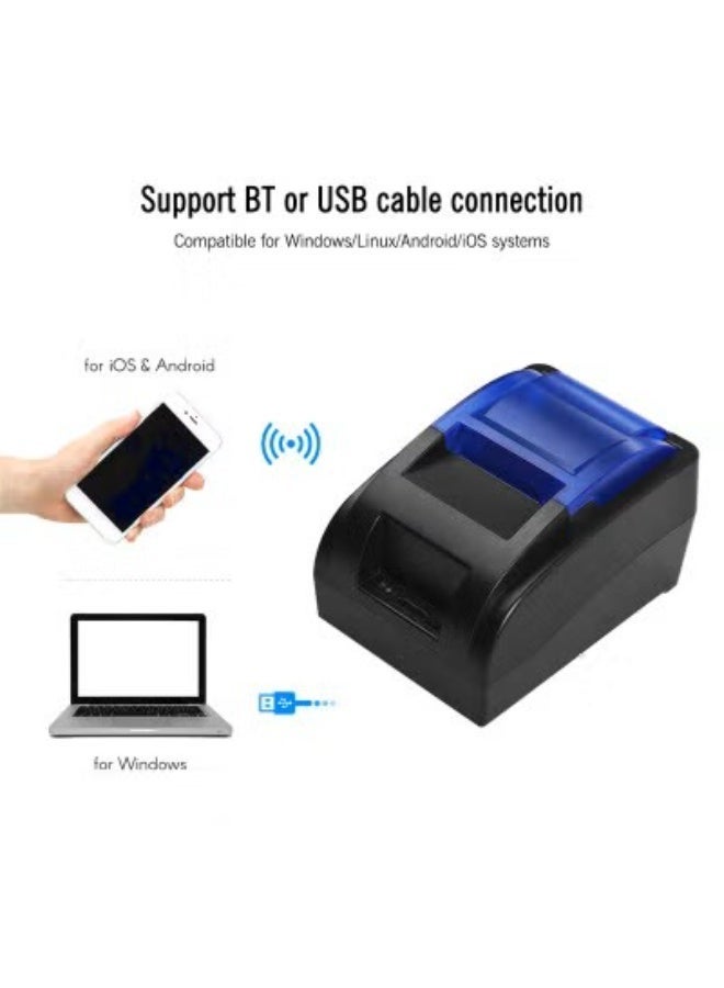 طابعة إيصالات حرارية محمولة لاسلكية بلوتوث USB مع واجهة إيثرنت مع قاطع تلقائي 5.8 سم سوداء - Image 2