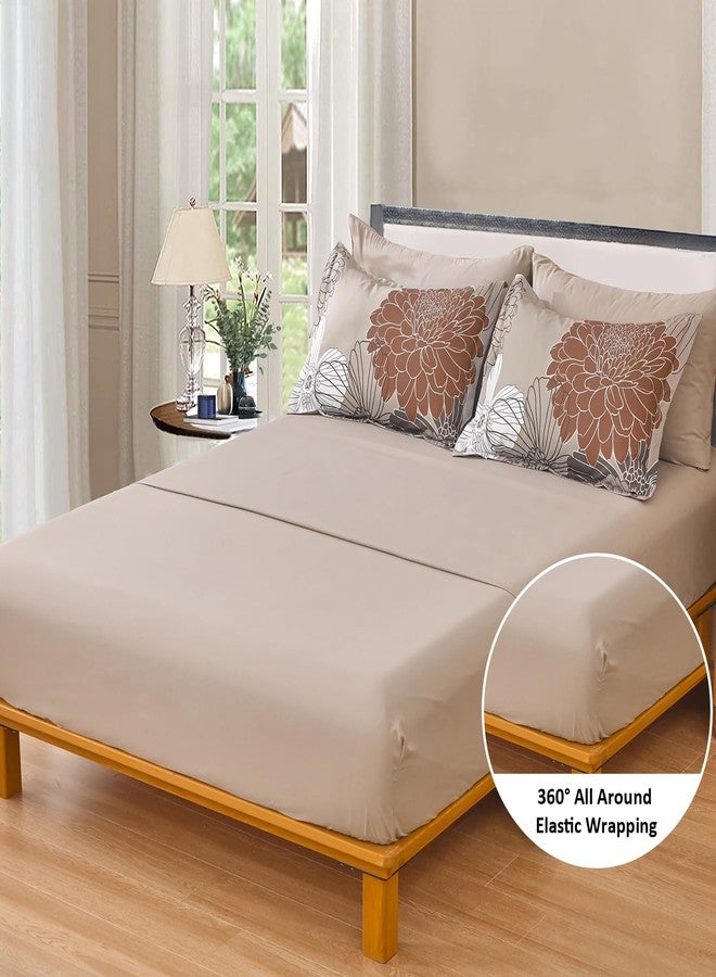 Yiran Taupe Brown Comforter Set Queen Size,7 Pieces Bed in a Bag Floral Comforter,Soft Microfiber Bedding Sets for All Seasons,90"×90" - Image 4