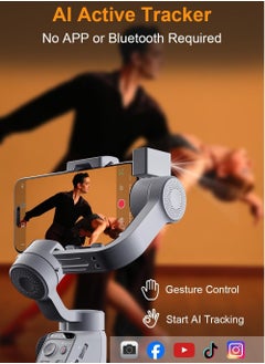 FUNSNAP C05 Gimbal Stabilizer for Smartphone, iPhone Gimbal w/Focus Wheel Face/Object Tracking Gimbal for iPhone 15 14 Pro Max/Android 3-Axis Handheld Phone Gimbal for Video Recording  - Image 2