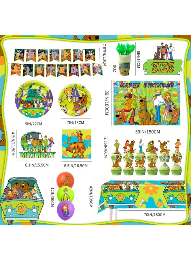 Scooby Doo Scooby-Doo Birthday Party Decorations for 10 Guests – 112pcs Scooby-Doo Party Tableware Set – Scooby-Doo Party Backdrop Balloon Banner Tablecloth Cake Toppers etc – Scooby-Doo Party Decoration Supplies - Image 2