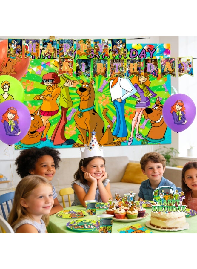 Scooby Doo Scooby-Doo Birthday Party Decorations for 10 Guests – 112pcs Scooby-Doo Party Tableware Set – Scooby-Doo Party Backdrop Balloon Banner Tablecloth Cake Toppers etc – Scooby-Doo Party Decoration Supplies - Image 5