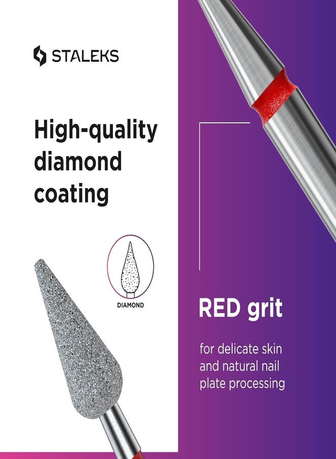 STALEKS PRO Expert Diamond Nail Drill Bit (Sharp Pear, Red) – Soft Abrasiveness for Cuticle, Sidewall, Epidermis Cleansing & Versatile Hardware Manicure/Pedicure - Image 5