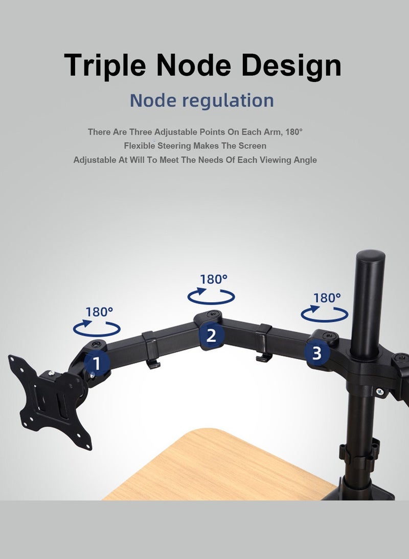FlashHawk Dual Monitor Stand, Holds 2 Monitors up to 32 inch,VESA 75 * 75/100 * 100mm, Each Arm Holds up to 9 Kg Monitor Stand for Home Office - Image 4