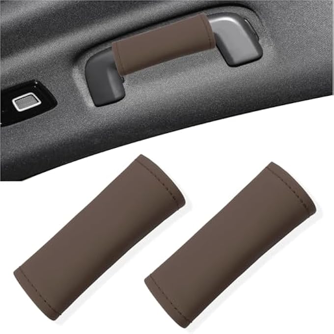 rayihni Car Inside Grab Handle Cover Leather Inside Car Door Handle Protector AntiScratch Cover For Auto Inner Front Rear Door Pull Handle Universal Interior Car Accessories 2Pcs Mocha Brown - Image 1