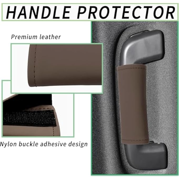 rayihni Car Inside Grab Handle Cover Leather Inside Car Door Handle Protector AntiScratch Cover For Auto Inner Front Rear Door Pull Handle Universal Interior Car Accessories 2Pcs Mocha Brown - Image 3