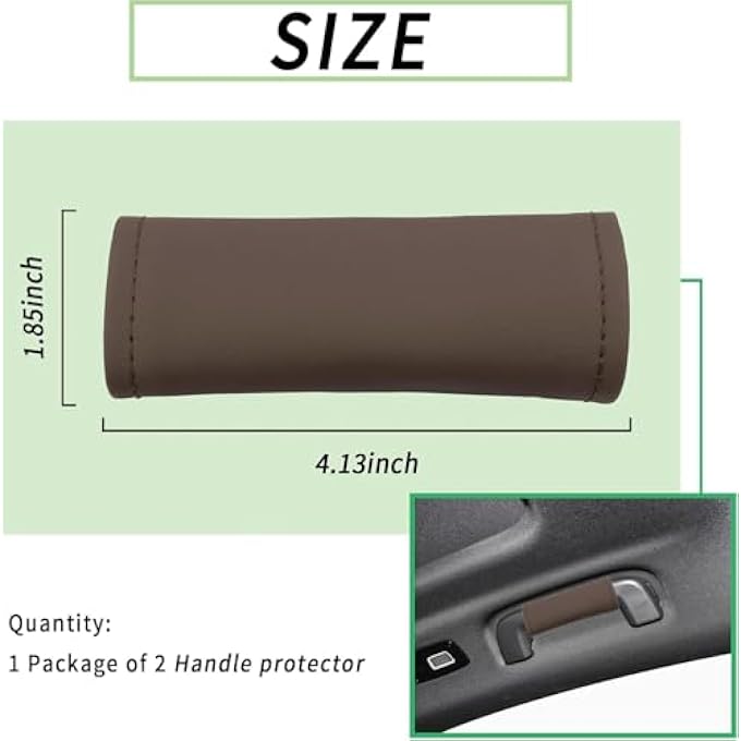 rayihni Car Inside Grab Handle Cover Leather Inside Car Door Handle Protector AntiScratch Cover For Auto Inner Front Rear Door Pull Handle Universal Interior Car Accessories 2Pcs Mocha Brown - Image 2