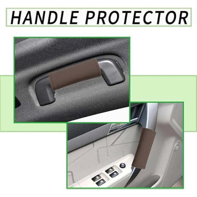 rayihni Car Inside Grab Handle Cover Leather Inside Car Door Handle Protector AntiScratch Cover For Auto Inner Front Rear Door Pull Handle Universal Interior Car Accessories 2Pcs Mocha Brown - Image 5