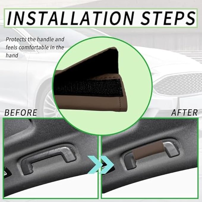 rayihni Car Inside Grab Handle Cover Leather Inside Car Door Handle Protector AntiScratch Cover For Auto Inner Front Rear Door Pull Handle Universal Interior Car Accessories 2Pcs Mocha Brown - Image 4