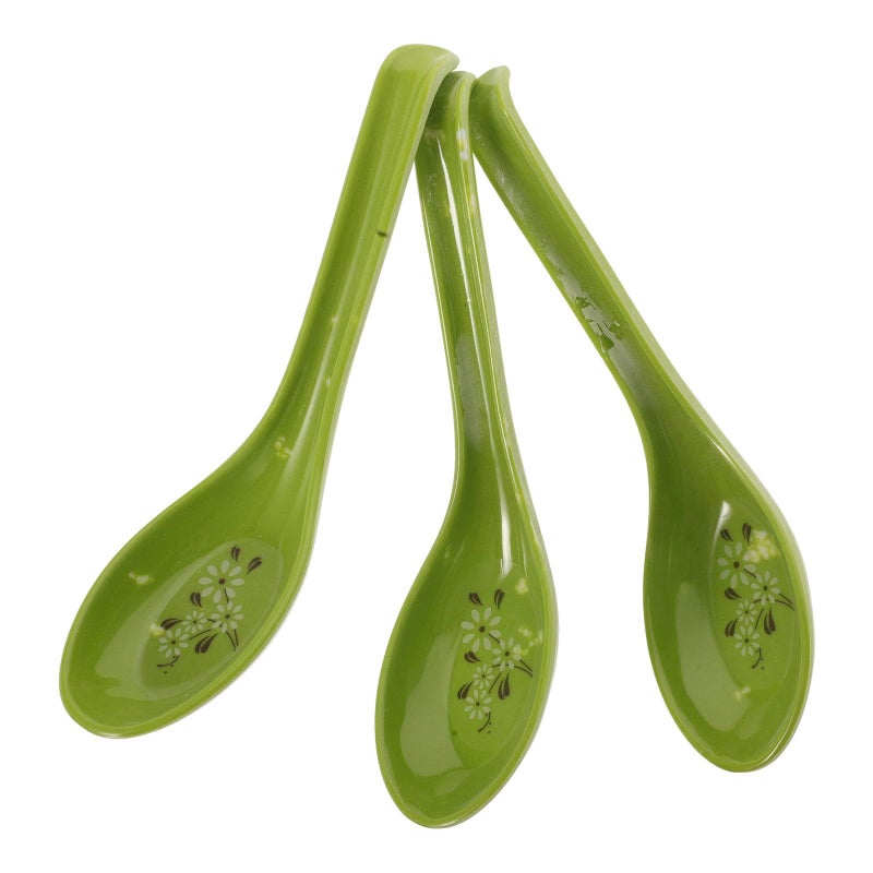 Heat Resistant Plastic Soup Spoons Set 3 Pieces Long Handle Imitation Ceramic - Image 2
