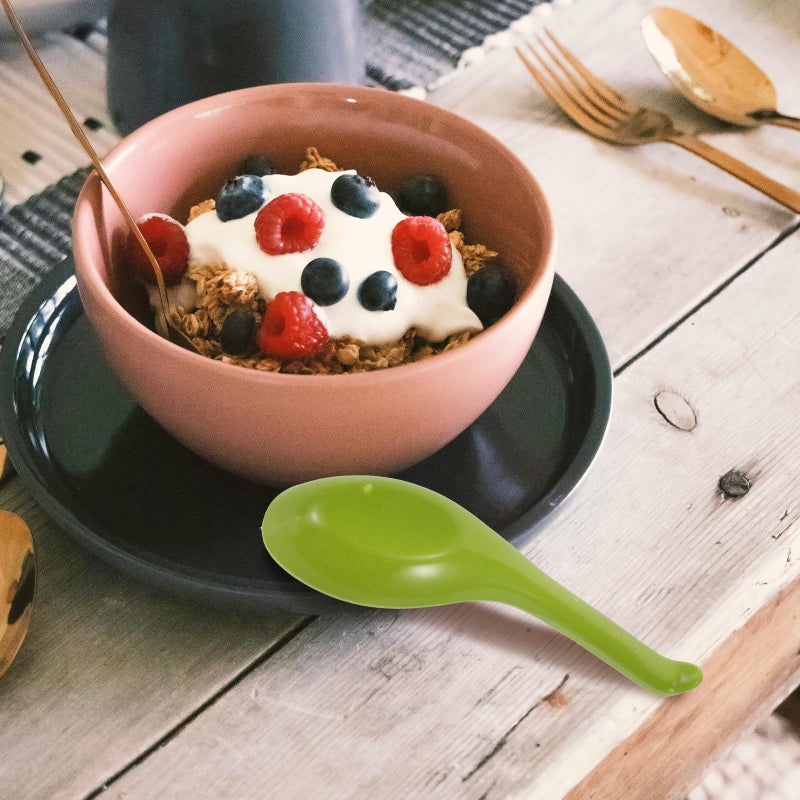 Heat Resistant Plastic Soup Spoons Set 3 Pieces Long Handle Imitation Ceramic - Image 5