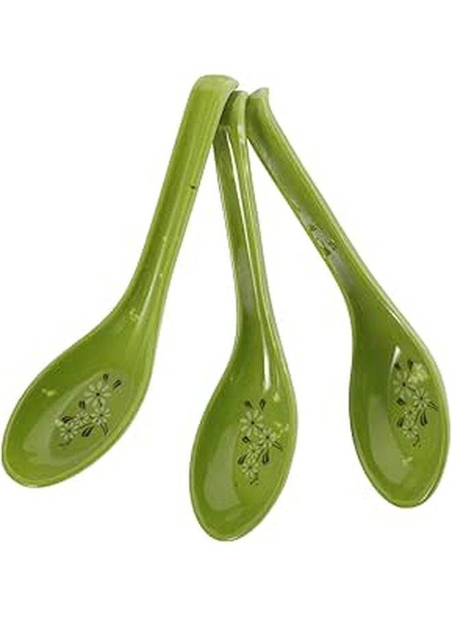 Heat Resistant Plastic Soup Spoons Set 3 Pieces Long Handle Imitation Ceramic - Image 1