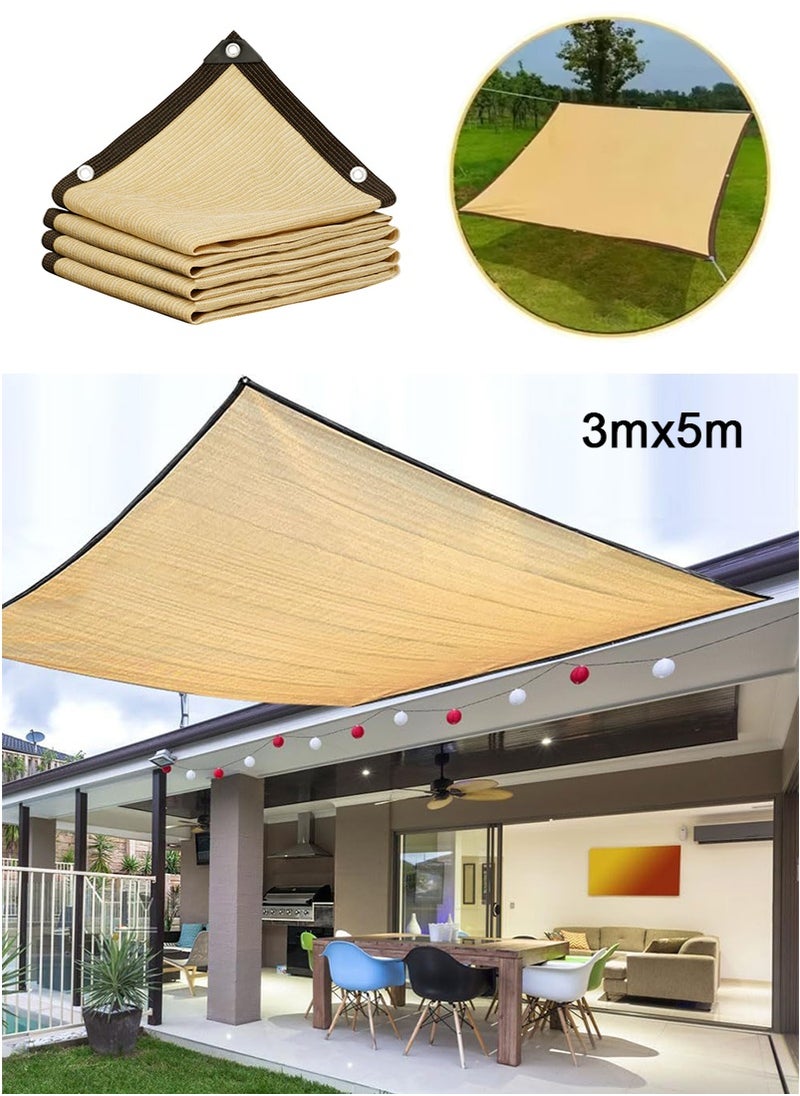 TAPIT 3mx5m Sun Shade Sails, Garden Shade Mesh Netting, Outdoor UV Block Sunshade Cloth for Backyard Yard Deck Patio Garden Outdoor Activities and Facility  - Image 1