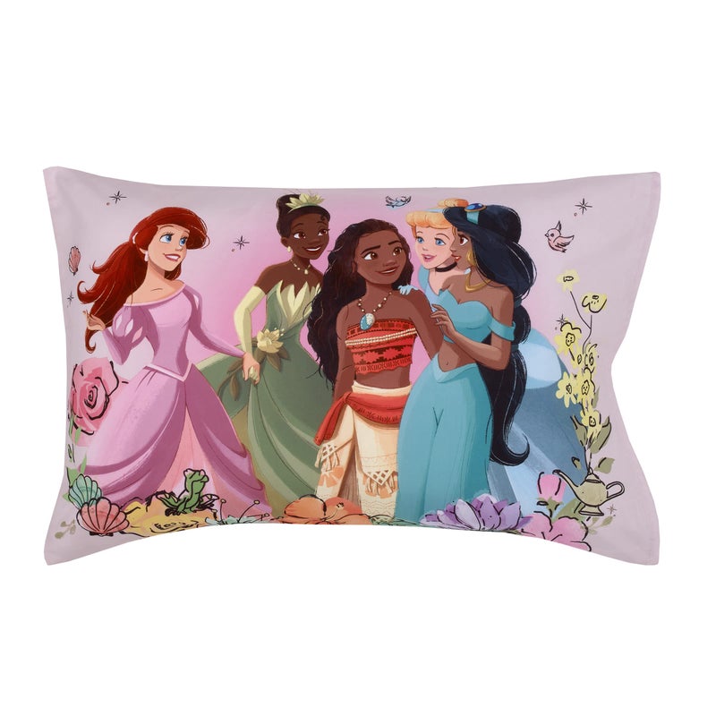 NoJo Disney Alice's Wonderland Bakery Tea Party Pink and Purple 4 Piece Toddler Bed Set - Comforter, Fitted Bottom Sheet, Flat Top Sheet, and Reversible Pillowcase - Image 5
