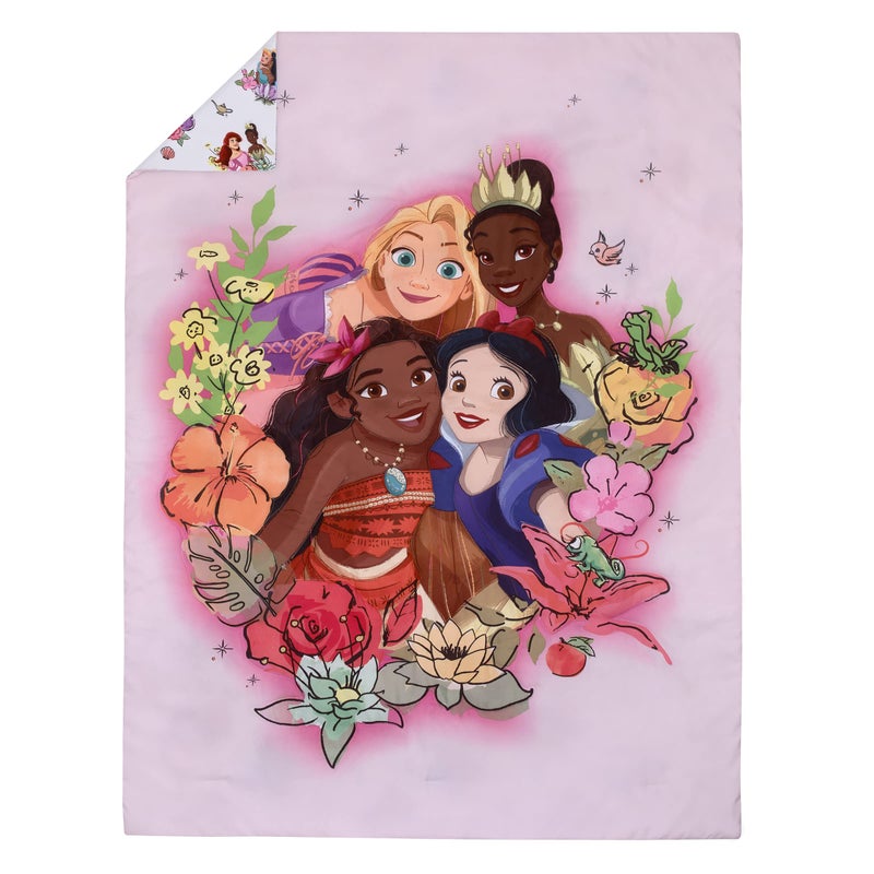 NoJo Disney Alice's Wonderland Bakery Tea Party Pink and Purple 4 Piece Toddler Bed Set - Comforter, Fitted Bottom Sheet, Flat Top Sheet, and Reversible Pillowcase - Image 2