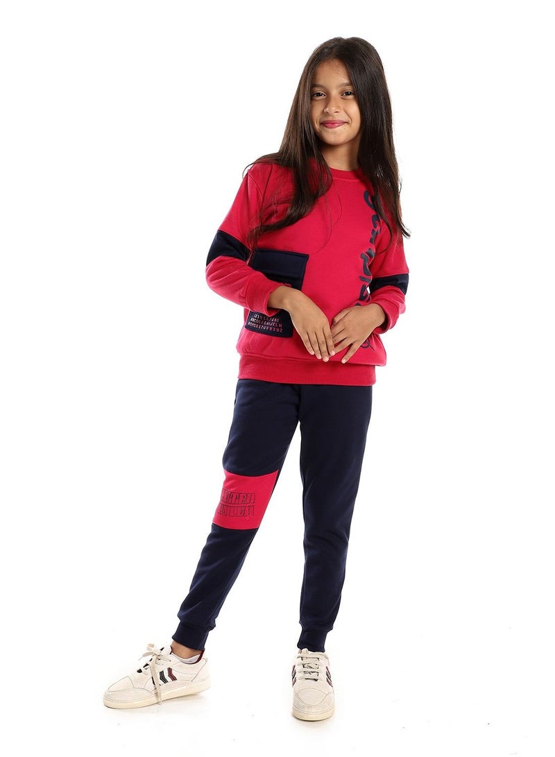 Caesar Printed Girls Training Suit  With Pocket - Image 1