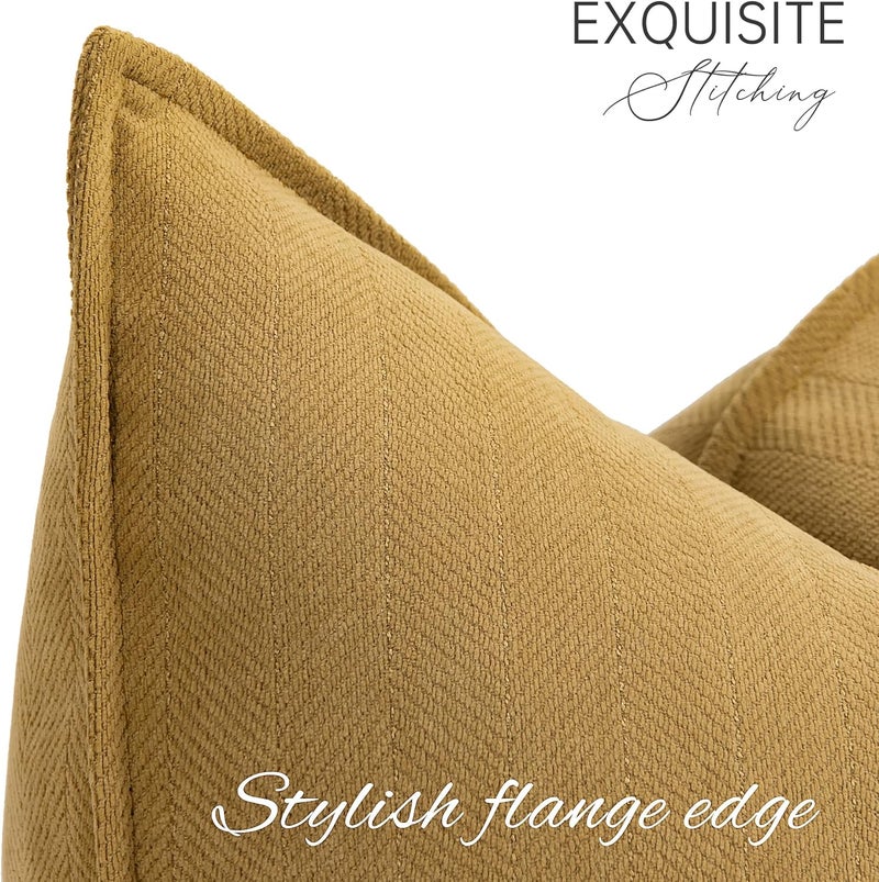 ZWJD Mustard Yellow Throw Pillow Covers 16x16 Set of 2 Chenille Pillow Covers with Elegant Design Soft and Luxurious Decorative Throw Pillows for Couch, Bed, and Home Decor - Image 4