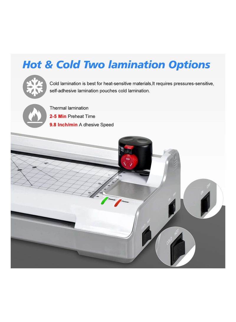 13-Inch Thermal Hot & Cold Laminator for A3/A4/A6, 11x17 Laminating Machine for Home, Office & School Use, Includes Paper Trimmer & Corner Rounder (EU Plug) - Image 3