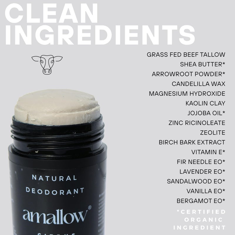 Amallow - Natural Deodorant - Aluminum Salt-Free, Tallow-Based, Baking Soda-Free, with Magnesium & Zinc - Long-Lasting Odor Protection - Handcrafted in the USA - 2.6 oz (Everwood) - Image 5