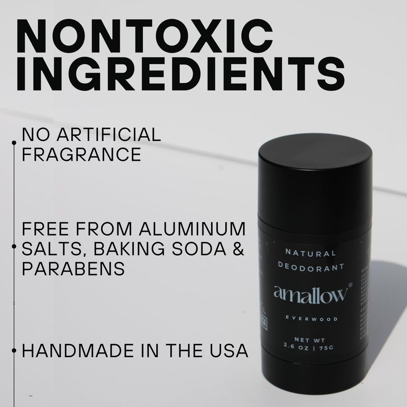 Amallow - Natural Deodorant - Aluminum Salt-Free, Tallow-Based, Baking Soda-Free, with Magnesium & Zinc - Long-Lasting Odor Protection - Handcrafted in the USA - 2.6 oz (Everwood) - Image 3