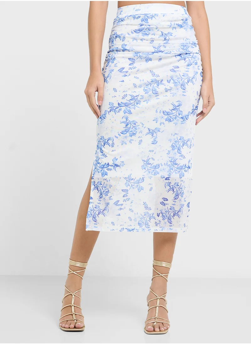 Ginger Ditsy Floral Mesh Bodycon Skirt