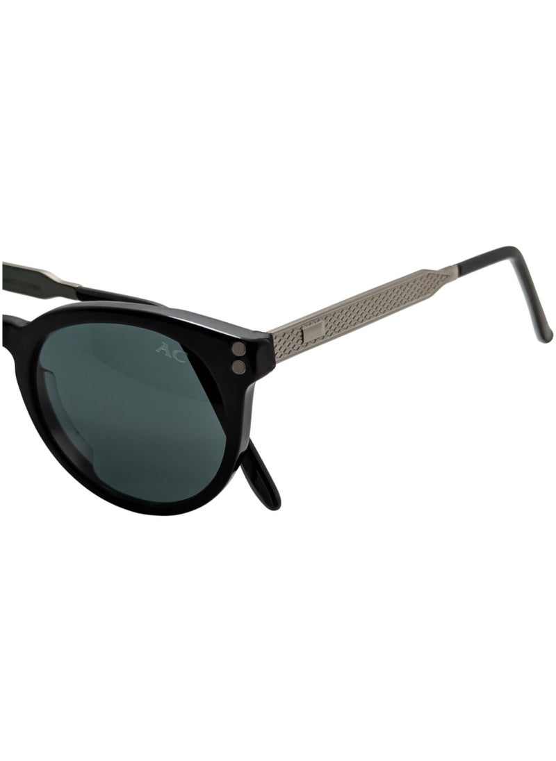 Armando Cavelli - Authentic Armando Cavalli sunglasses, crafted from carefully selected premium acetate for a luxurious look and longevity with extensive use. This model combines modernity and classic style, with a raw black acetate front and silver -plated metal temples to complete your luxury look. Comes with premium polymer lenses offer UV400 protection in a grey - Image 1