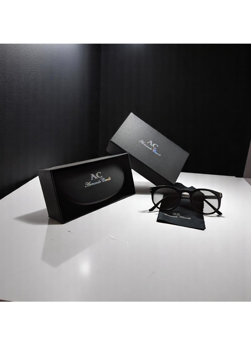 Armando Cavelli - Authentic Armando Cavalli sunglasses, crafted from carefully selected premium acetate for a luxurious look and longevity with extensive use. This model combines modernity and classic style, with a raw black acetate front and silver -plated metal temples to complete your luxury look. Comes with premium polymer lenses offer UV400 protection in a grey - Image 1