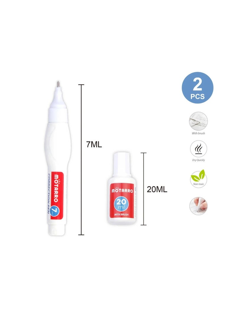 MOTARRO Correction Pen & 20ml Fluid Set MK008-3 – Quick-Dry, Smooth Coverage, 7ml + 20ml - Image 2