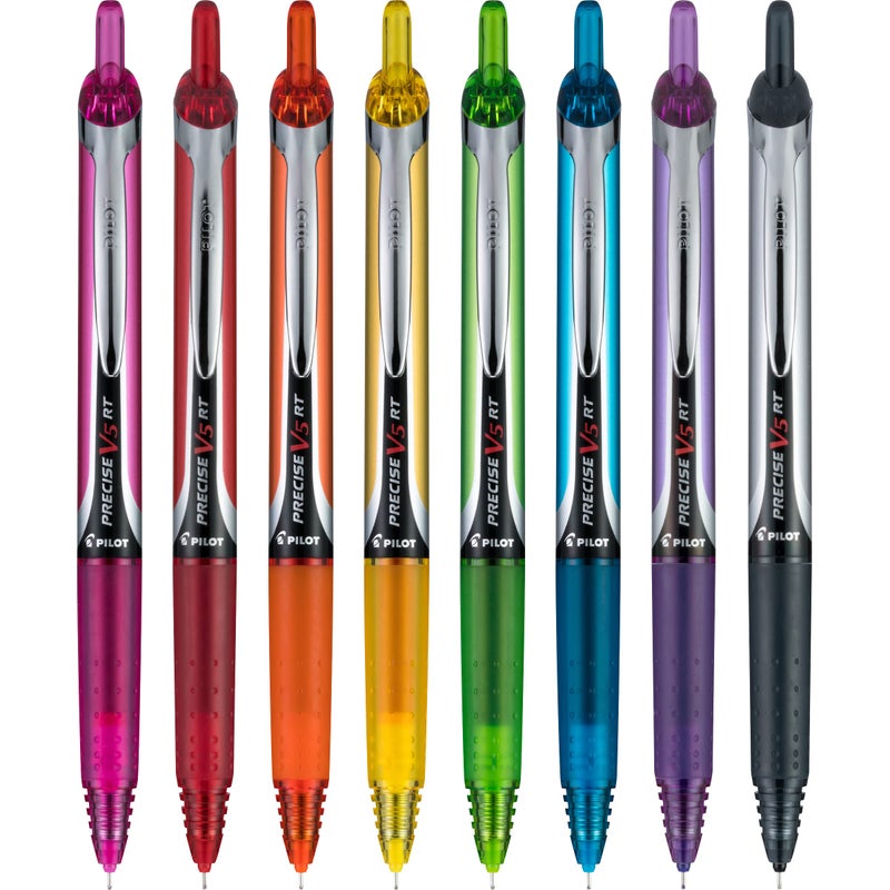 Pilot Precise V5 RT Refillable & Retractable Rolling Ball Pens, Extra Fine Point Pens, 0.5 mm, Vibrant, Pack of 8 - Ideal for School, Journaling & Office Writing - Image 3