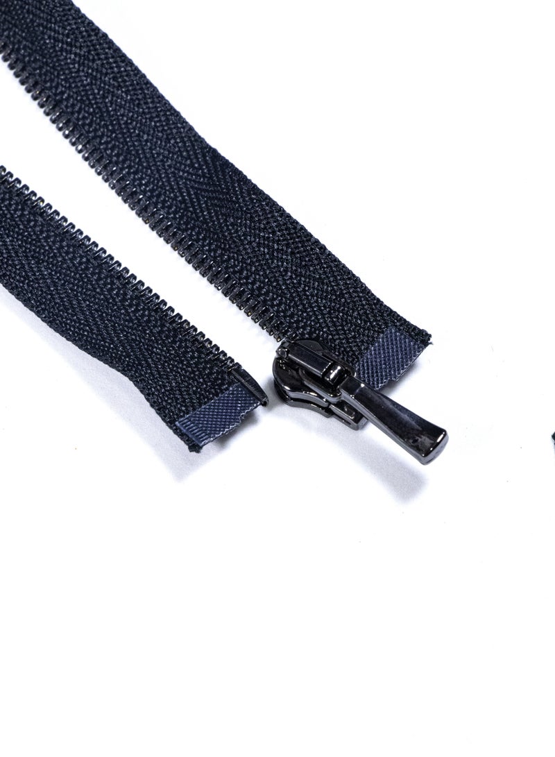 Premium No.1 70cm Metal Zippers – Open-End Heavy-Duty Zippers, 2-Pack for Jackets & Crafts (Black+Black) - Image 2