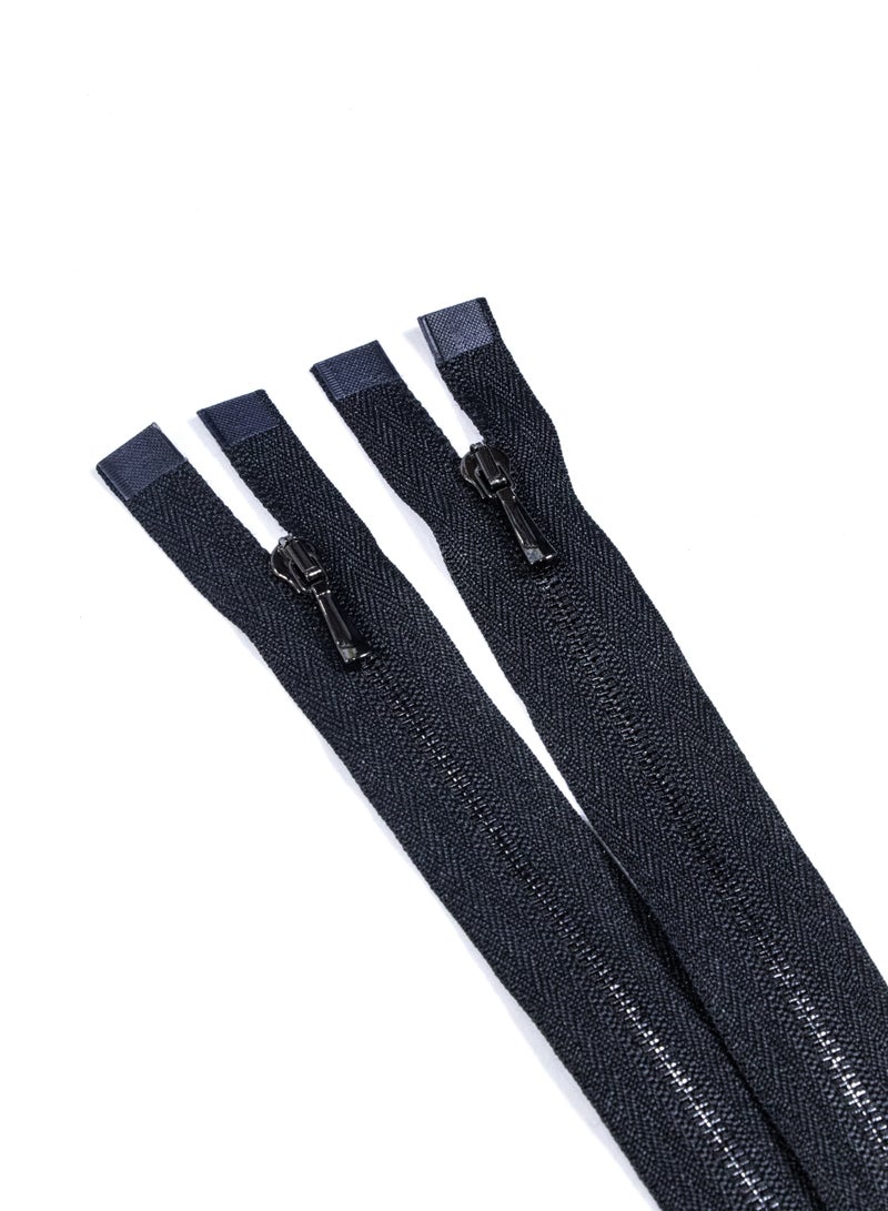 Premium No.1 70cm Metal Zippers – Open-End Heavy-Duty Zippers, 2-Pack for Jackets & Crafts (Black+Black) - Image 3