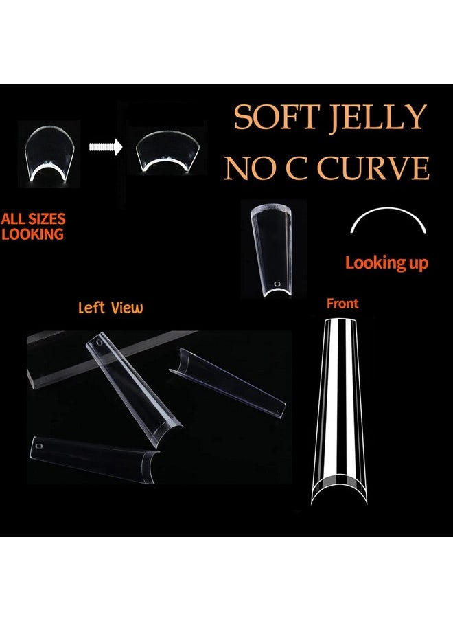 UNA GELLA - Extra Long Coffin Nail Tips No C Curve 504Pcs Xxl Coffin Nails Half Cover Long Coffin Gel X Nails Tips Clear Fake False Nails Long Gel Extensions For Nail Art Salon Home Diy No Need File - Image 1