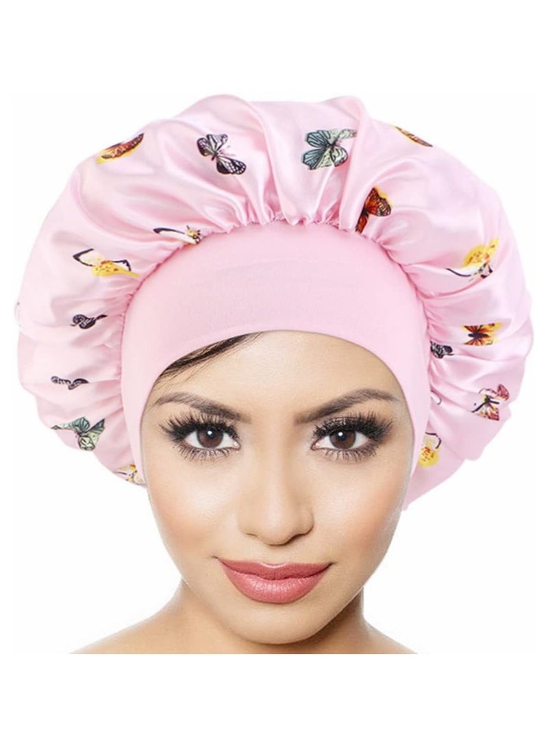 Satin Silk Bonnet, Night Sleep Cap No Tight Bathroom Cap Hairdressing Cap Soft and Comfortable Without Hurting Hair for Women Girls, Sleeping Hair Care, Head Cover Elastic Hat 3PCS - Image 2