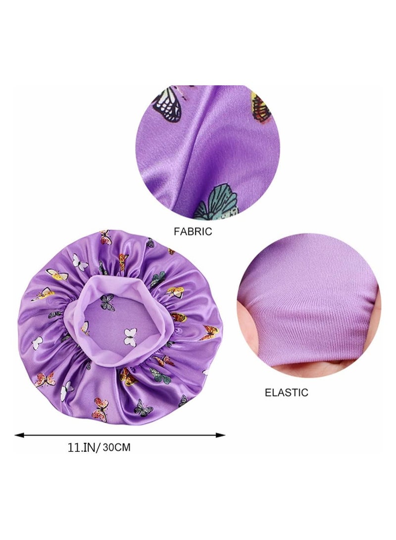 Satin Silk Bonnet, Night Sleep Cap No Tight Bathroom Cap Hairdressing Cap Soft and Comfortable Without Hurting Hair for Women Girls, Sleeping Hair Care, Head Cover Elastic Hat 3PCS - Image 3