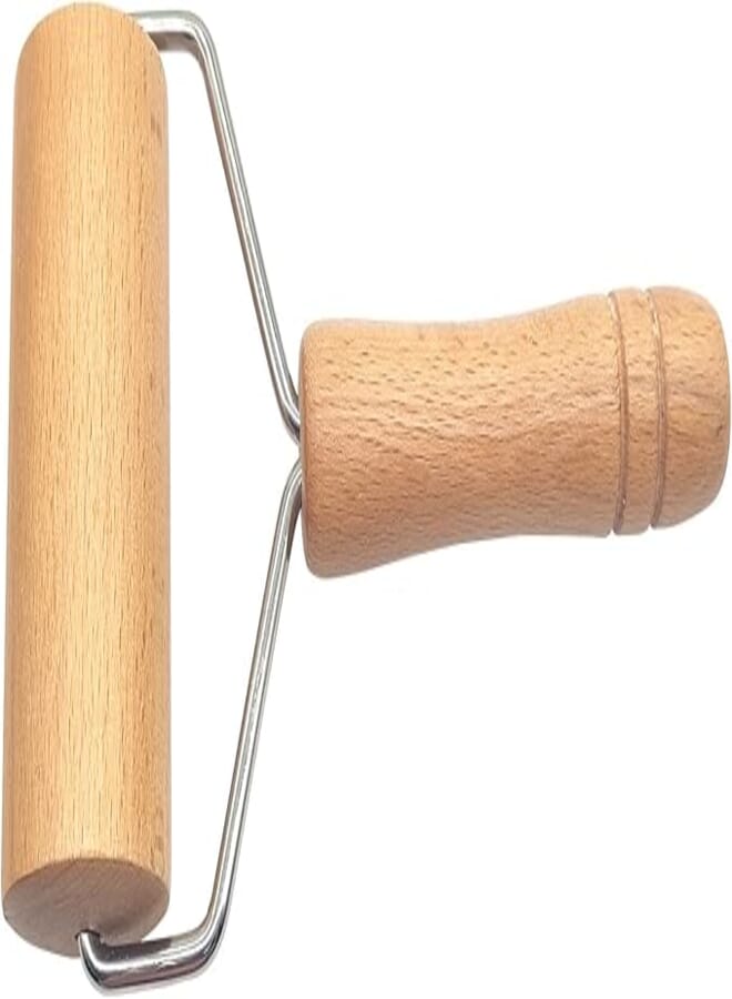 Flylin T Shape Pastry Roller, Non-Stick Pizza Roller Dough Baker Roller Set Wooden Rolling Pin Wooden Dough Roller Baking Kitchen Utensils for Pastry Tortilla Pizza Cookie