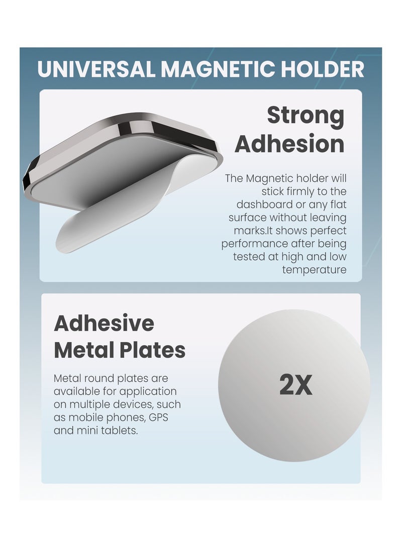 Moxedo Moxedo Universal Magnetic Holder Mini Square Shape Holder for Flat Surface Strong Adhesive with Metal Plates for Dashboard, Desk , Home and Indoor  - Image 4