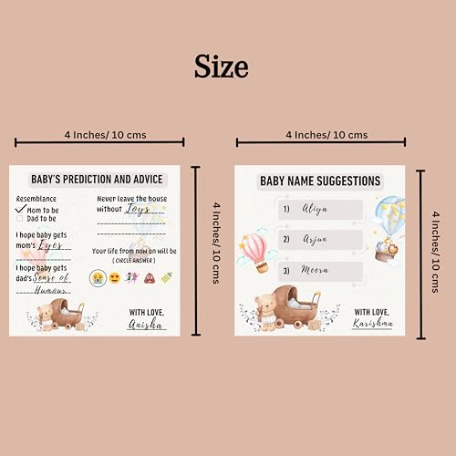 The Decor Cycle, Pack of 20 (10 each), Baby Shower Decoration Items Gift Cards for Games Wishes Prediction Advice Name Suggestion Cards Family Members, Teddy and Parachute Theme 4x4 Inches, - Image 5
