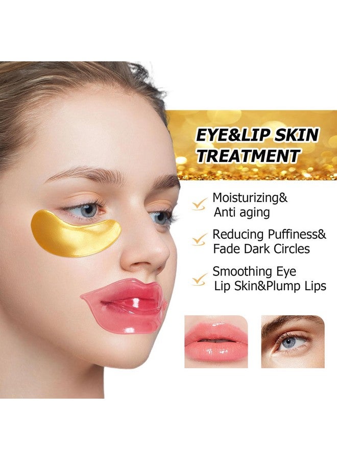 Jakuva Jakuva 30 Pairs Lip Masks & Eye Masks,Gold Under Eye Patches for Puffy Eyes,Pink Lip Masks Skincare,Moisturizing Lip & Eye Skin,Anti-Aging,Reducing Fine Lines,Nourishing for Face Care - Image 2