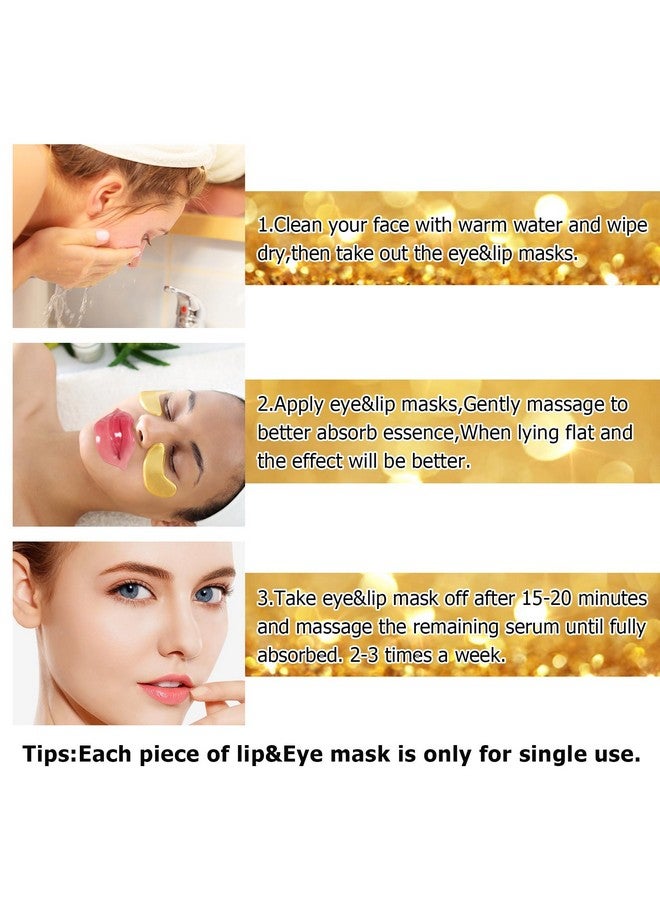 Jakuva Jakuva 30 Pairs Lip Masks & Eye Masks,Gold Under Eye Patches for Puffy Eyes,Pink Lip Masks Skincare,Moisturizing Lip & Eye Skin,Anti-Aging,Reducing Fine Lines,Nourishing for Face Care - Image 4