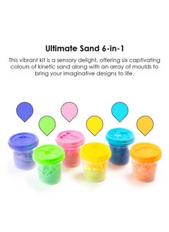 RATNA'S RATNA'S 6in1 Ultimate Sand Having 6 Tubs of Different Color Sand (70g Each) & 18 Moulds, Smooth, Non Sticky Kinetic Sand Kit Activity Toys for Kids (Assorted Colours)  - Image 4