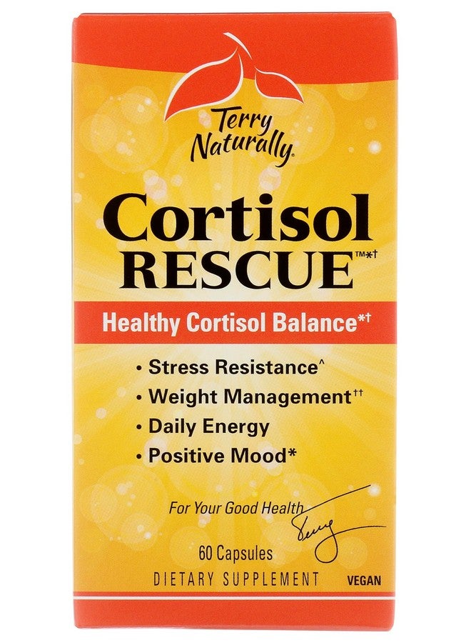 Terry Naturally Cortisol Rescue - Adrenal Health & Energy Support Supplement - Vitamin C & Riboflavin Formula - Vegan Supplement with Vitamin B12, Biotin & DHEA - 60 Capsules (60 Servings)