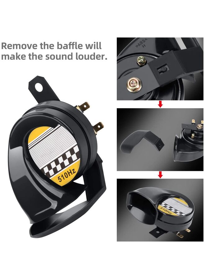 LAMAY Car Horn Universal 12V Siren 130DB High Tone 510HZ Waterproof Electric Air Horn for Motorcycle Auto Car Scooter(Black) - Image 3