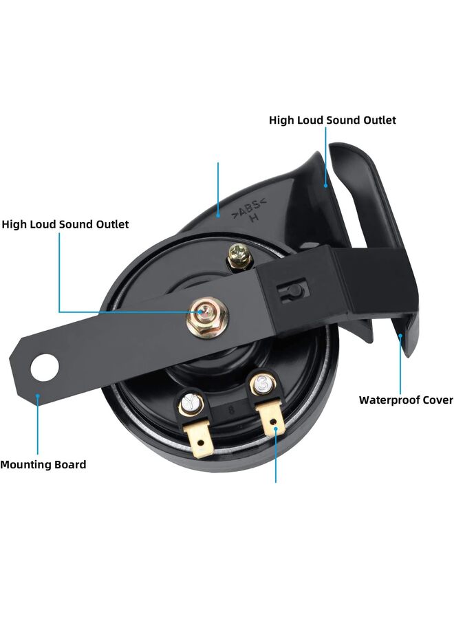 LAMAY Car Horn Universal 12V Siren 130DB High Tone 510HZ Waterproof Electric Air Horn for Motorcycle Auto Car Scooter(Black) - Image 2