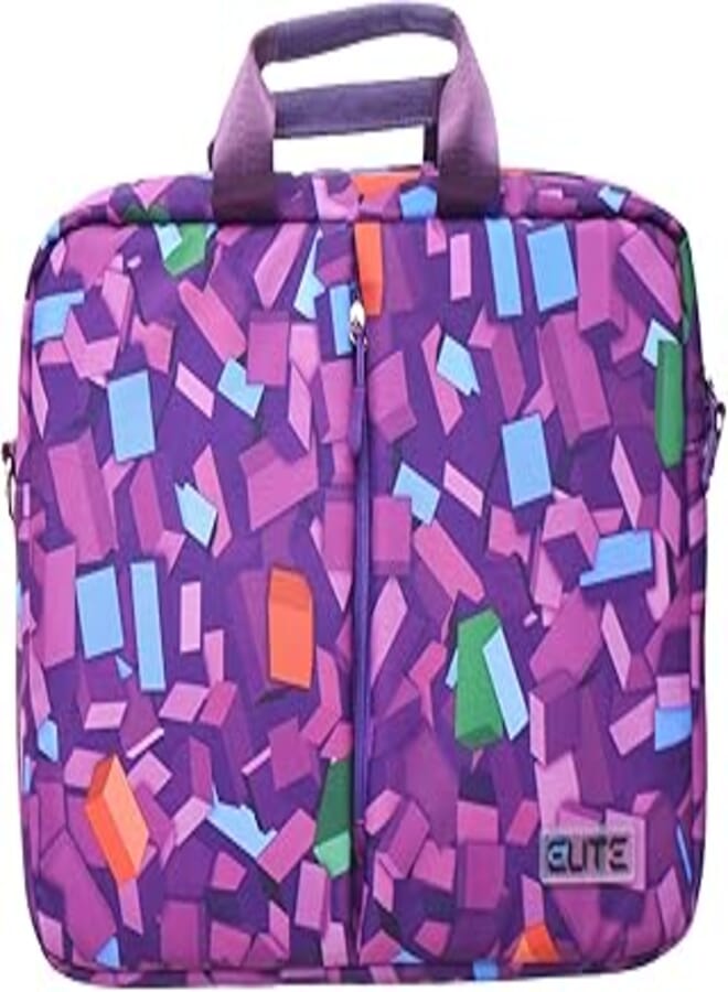 Elite Fabric Elegant Carrying Case Containing Main And Front Zipper Pocket With Printed Design Equipped Shoulder Strap Compatible With Various Laptops 15.6 Inch - Multi Color 